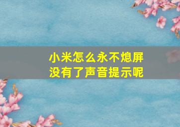 小米怎么永不熄屏没有了声音提示呢