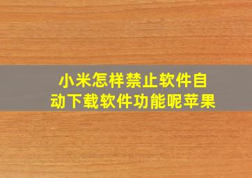 小米怎样禁止软件自动下载软件功能呢苹果