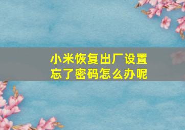 小米恢复出厂设置忘了密码怎么办呢