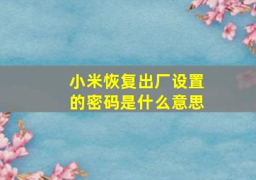 小米恢复出厂设置的密码是什么意思