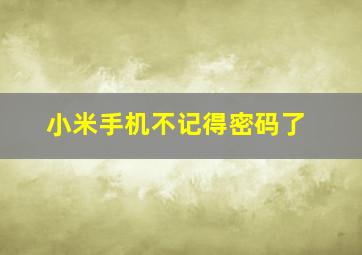 小米手机不记得密码了