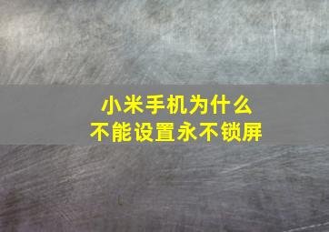 小米手机为什么不能设置永不锁屏