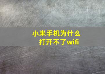 小米手机为什么打开不了wifi