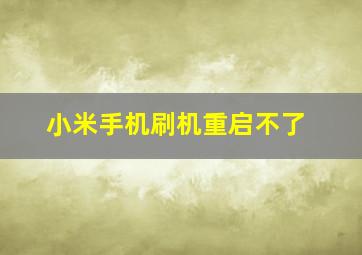 小米手机刷机重启不了