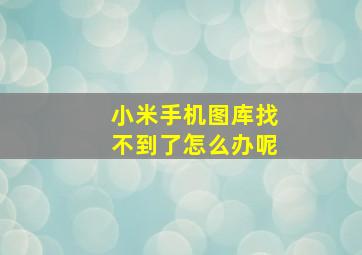 小米手机图库找不到了怎么办呢