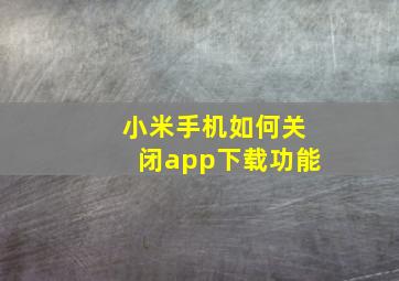 小米手机如何关闭app下载功能