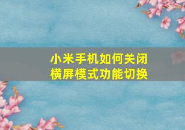 小米手机如何关闭横屏模式功能切换