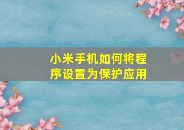 小米手机如何将程序设置为保护应用