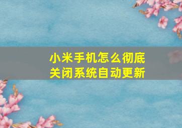 小米手机怎么彻底关闭系统自动更新