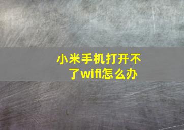 小米手机打开不了wifi怎么办