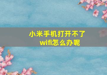 小米手机打开不了wifi怎么办呢