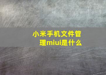 小米手机文件管理miui是什么