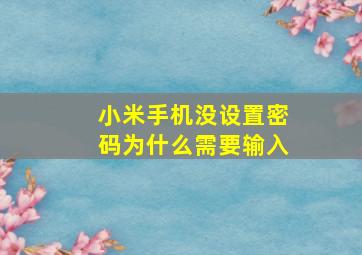 小米手机没设置密码为什么需要输入