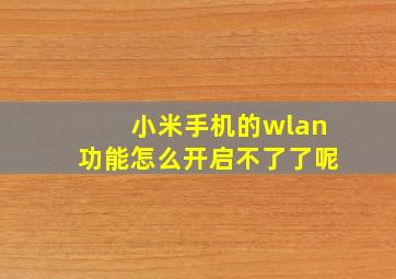 小米手机的wlan功能怎么开启不了了呢