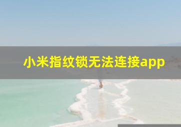 小米指纹锁无法连接app