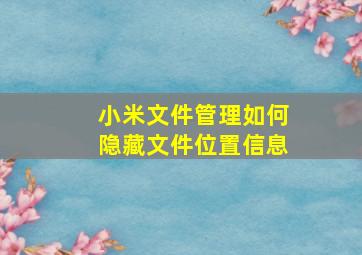 小米文件管理如何隐藏文件位置信息