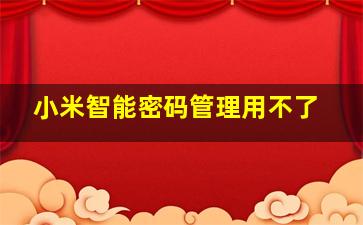 小米智能密码管理用不了