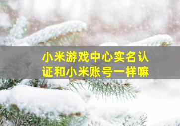 小米游戏中心实名认证和小米账号一样嘛