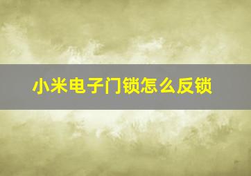 小米电子门锁怎么反锁