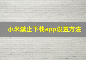 小米禁止下载app设置方法