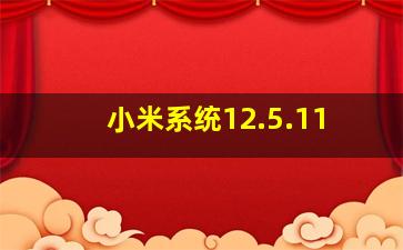 小米系统12.5.11