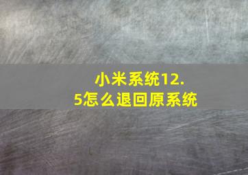 小米系统12.5怎么退回原系统