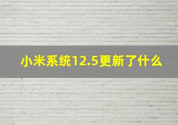 小米系统12.5更新了什么