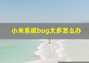 小米系统bug太多怎么办