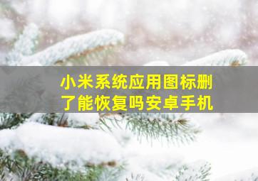 小米系统应用图标删了能恢复吗安卓手机