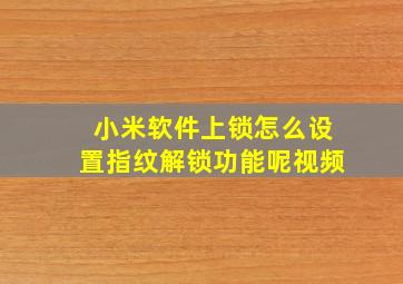 小米软件上锁怎么设置指纹解锁功能呢视频