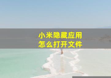 小米隐藏应用怎么打开文件