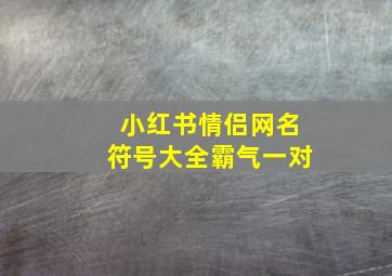 小红书情侣网名符号大全霸气一对