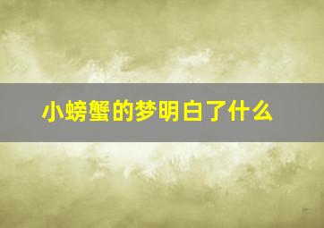 小螃蟹的梦明白了什么