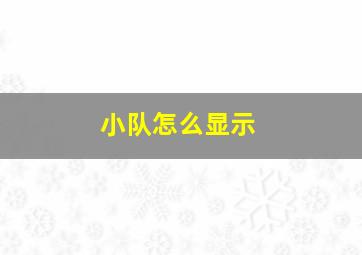 小队怎么显示