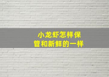 小龙虾怎样保管和新鲜的一样