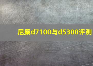 尼康d7100与d5300评测