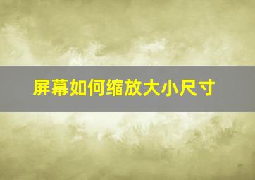 屏幕如何缩放大小尺寸