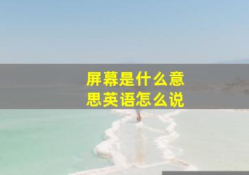 屏幕是什么意思英语怎么说