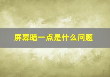 屏幕暗一点是什么问题