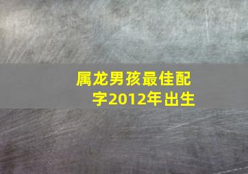 属龙男孩最佳配字2012年出生