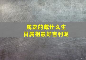 属龙的戴什么生肖属相最好吉利呢