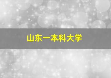 山东一本科大学