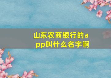 山东农商银行的app叫什么名字啊