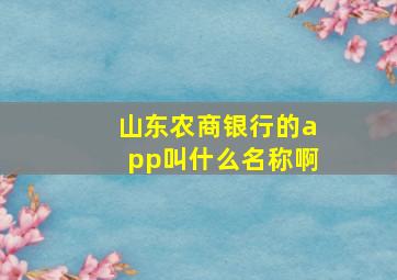 山东农商银行的app叫什么名称啊