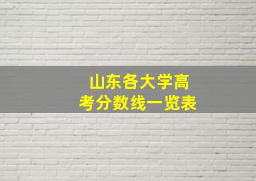 山东各大学高考分数线一览表