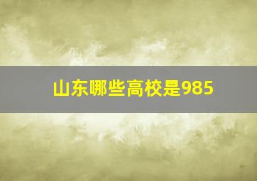 山东哪些高校是985