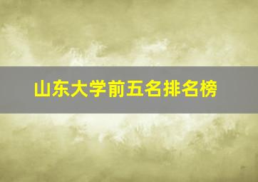 山东大学前五名排名榜