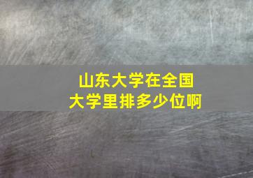 山东大学在全国大学里排多少位啊