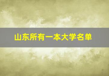 山东所有一本大学名单