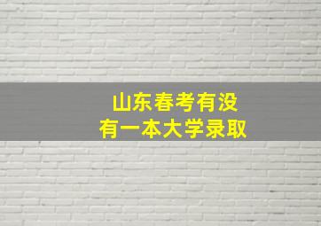 山东春考有没有一本大学录取